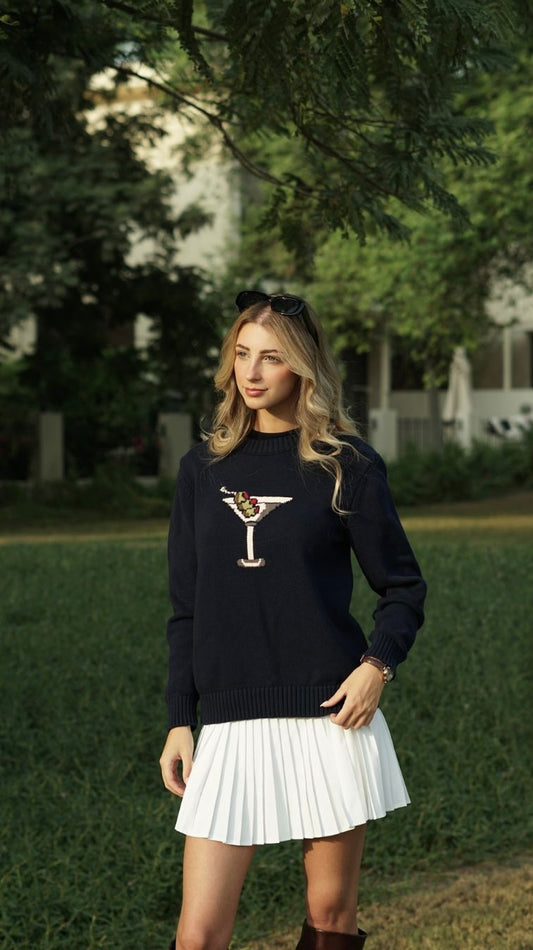 Martini Knit Sweater in Navy Blue
