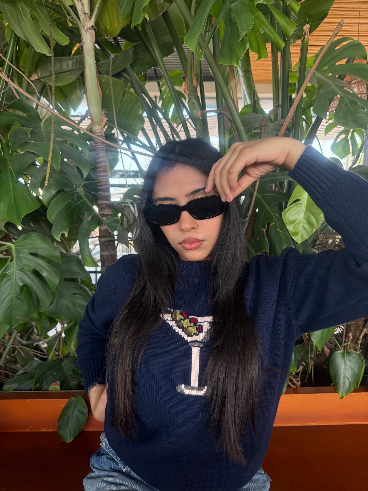 Martini Knit Sweater in Navy Blue