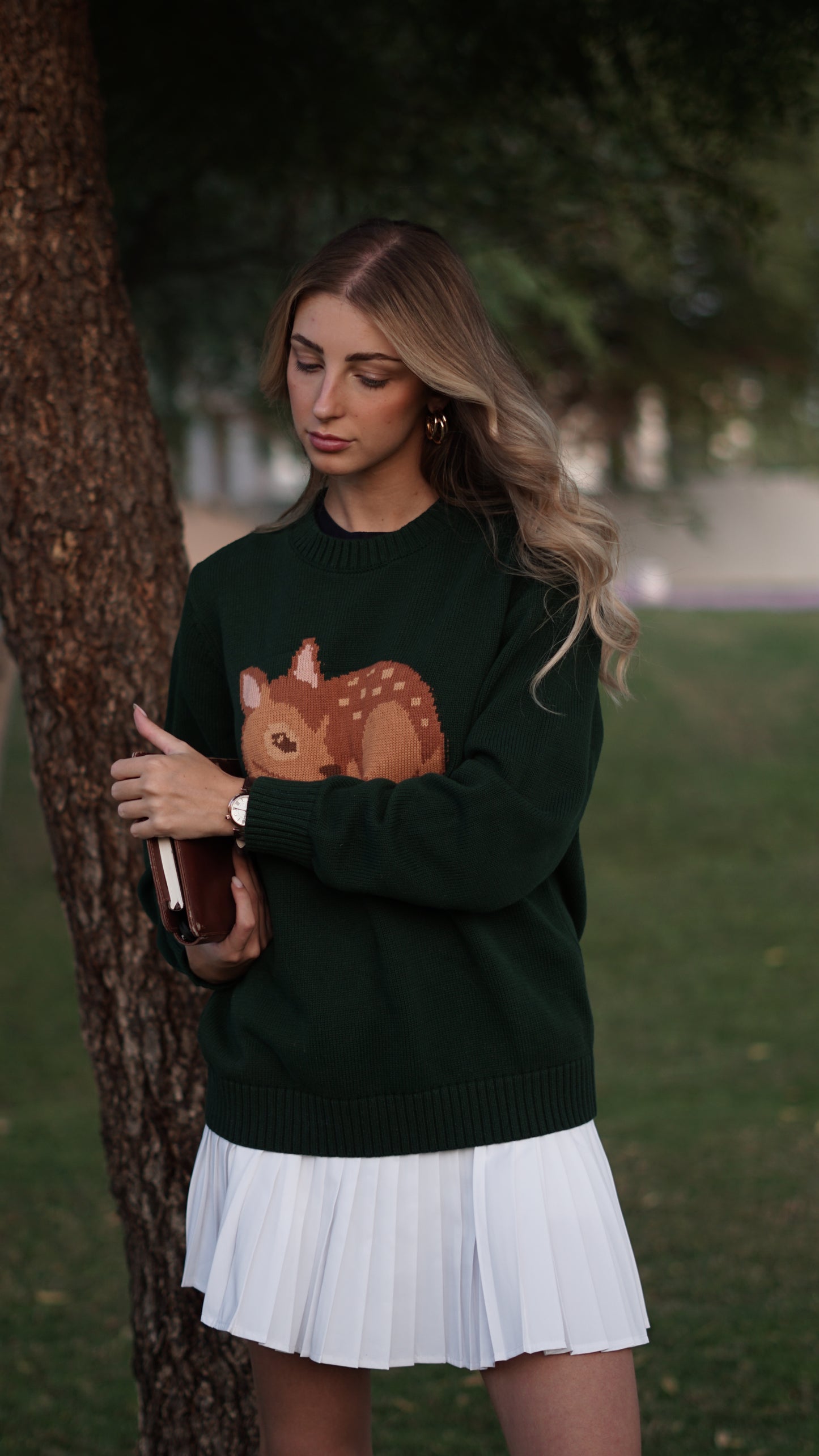 Bambi Knit Sweater in Dark Polo Green | Preorder Only