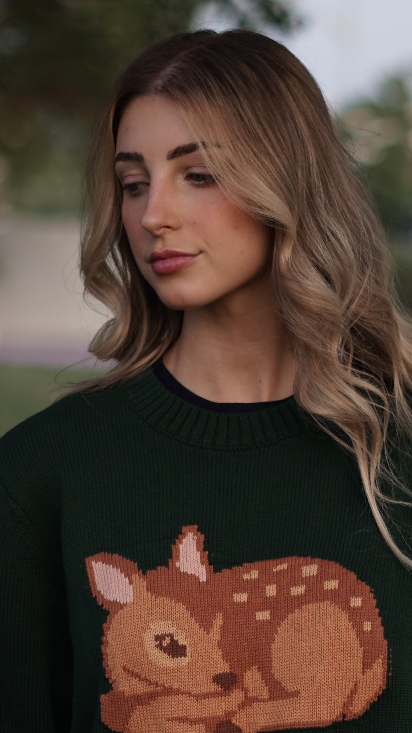 Bambi Knit Sweater in Dark Polo Green | Preorder Only