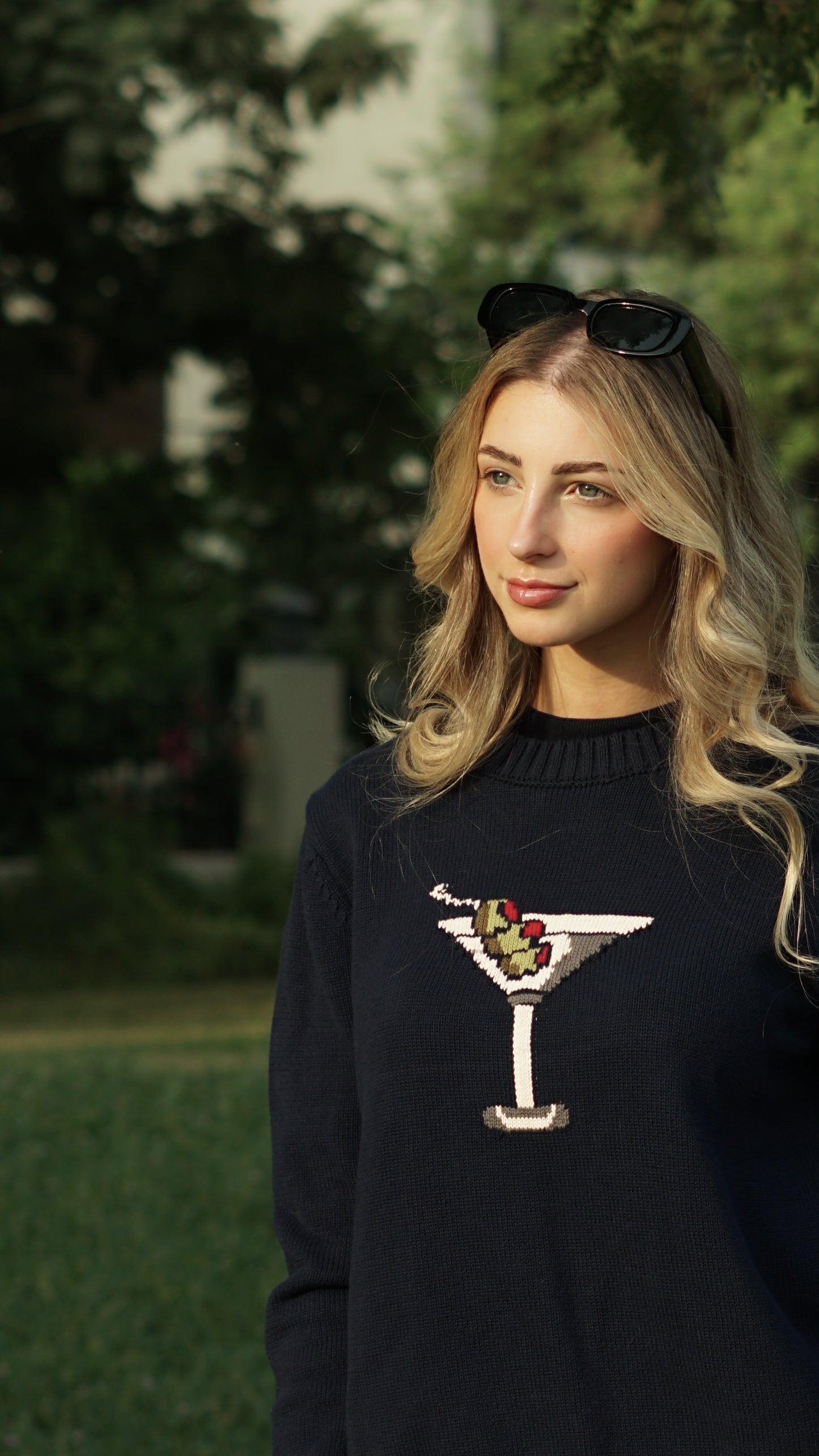 Martini Knit Sweater in Navy Blue