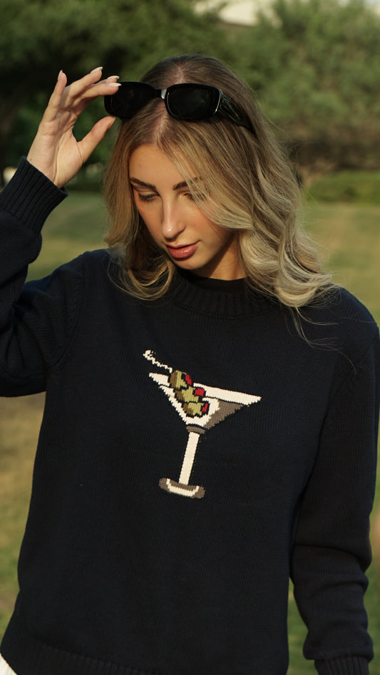 Martini Knit Sweater in Navy Blue