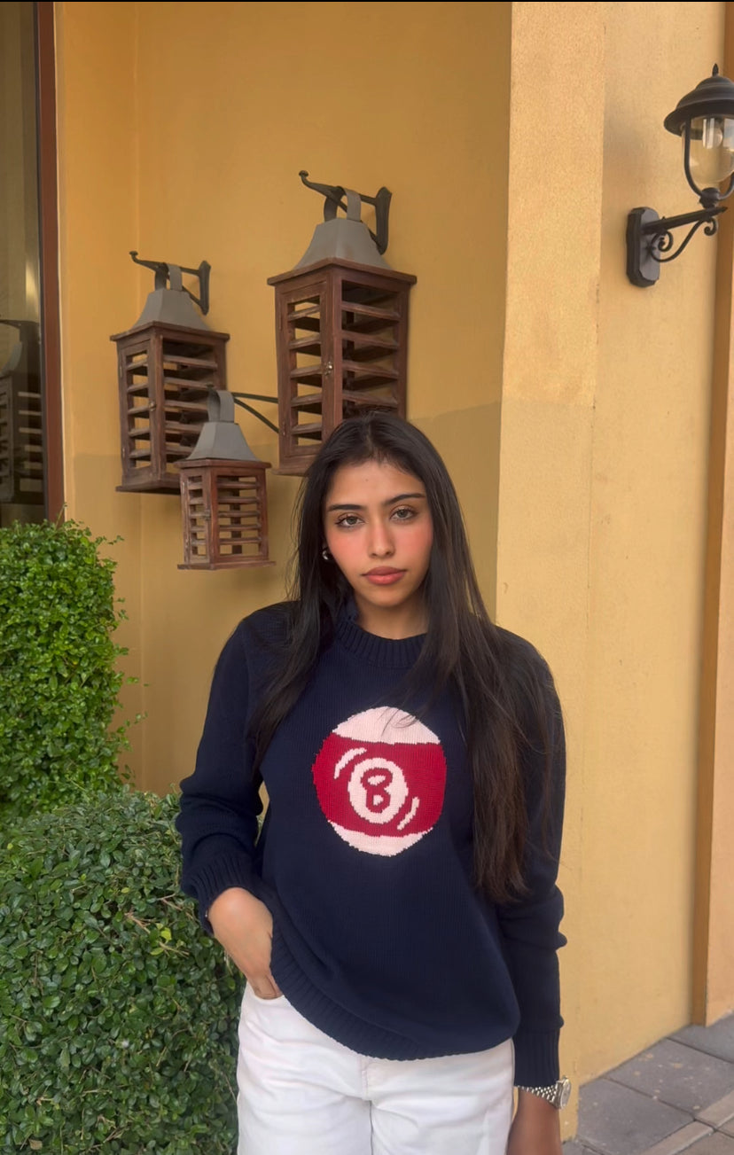 8 ball Knit Sweater in Navy Blue | Preorder Only
