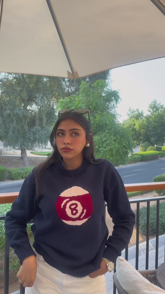 8 ball Knit Sweater in Navy Blue | Preorder Only